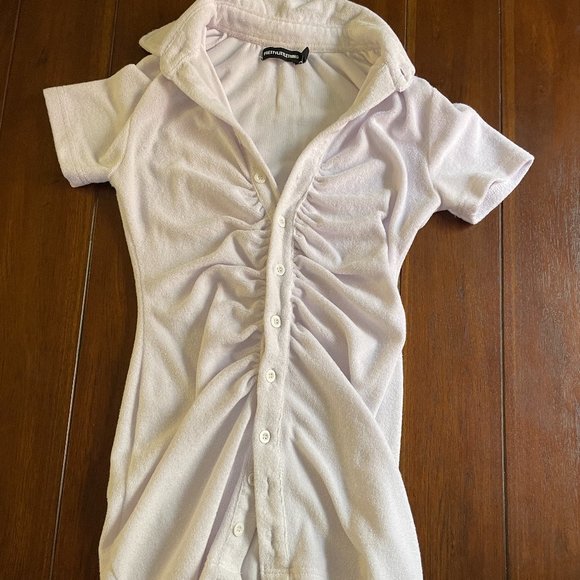 White Ruched Towel Dress - Picture 1 of 2